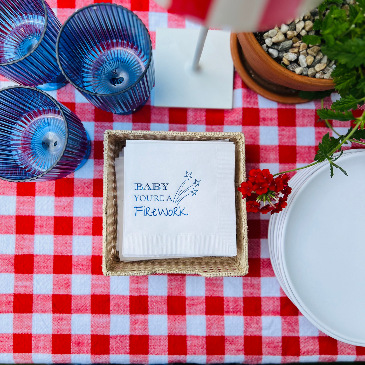 Baby You're A Firework 4th Of July Cocktail Paper Beverage Napkins