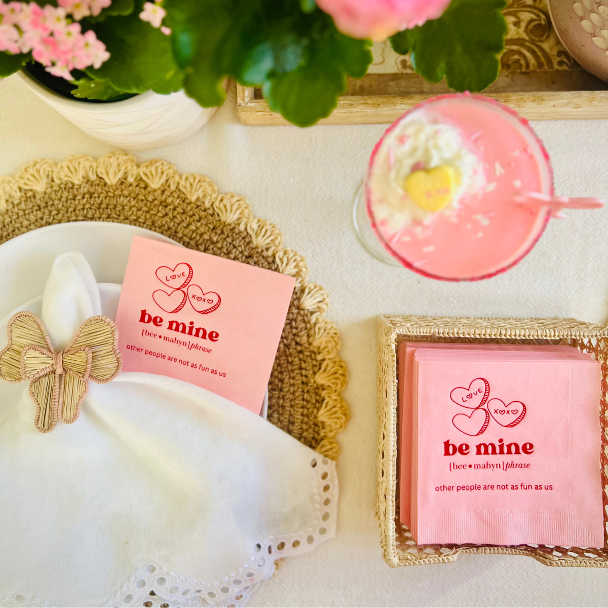 Be Mine Conversation Hearts Valentine's Day Napkins