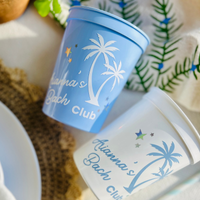 Beach Bach Club Customizable Stadium Cups - Beach Bachelorette Party Cups & Tropical Bach Weekend Favors