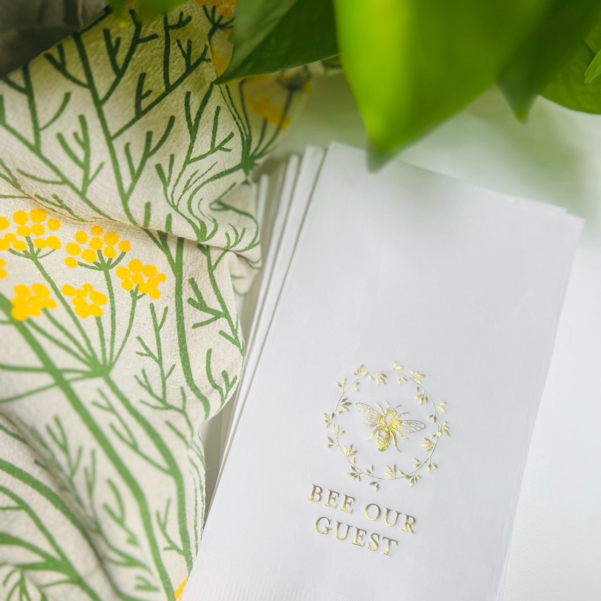 "Bee Our Guest" Paper Guest Towels, Pack of 30 | Bee Guestroom Décor