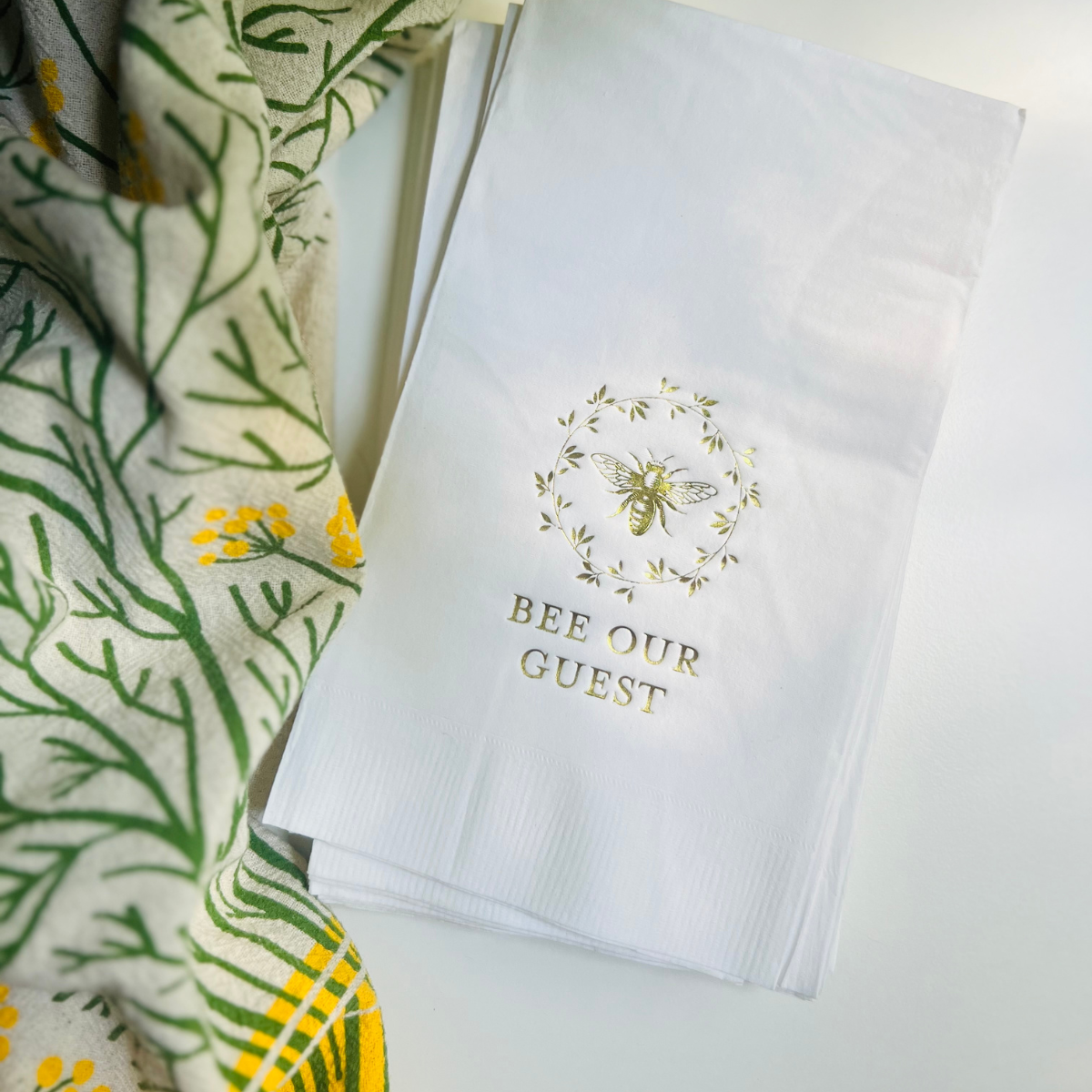 "Bee Our Guest" Paper Guest Towels, Pack of 30 | Bee Guestroom Décor