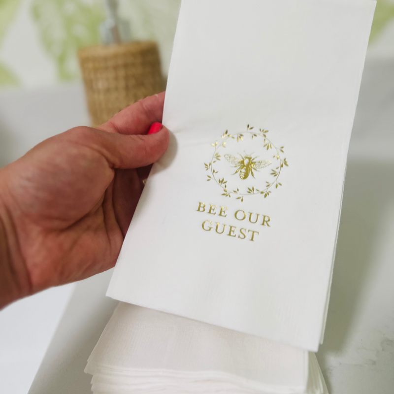 "Bee Our Guest" Paper Guest Towels, Pack of 30 | Bee Guestroom Décor