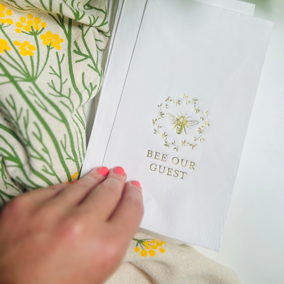 "Bee Our Guest" Paper Guest Towels, Pack of 30 | Bee Guestroom Décor