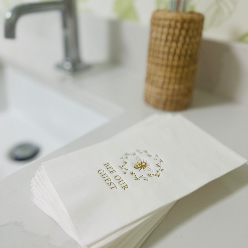 "Bee Our Guest" Paper Guest Towels, Pack of 30 | Bee Guestroom Décor