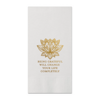 Being Grateful Holographic Gold Foil Paper Guest Towels, Pack of 30 | Thanksgiving Guest Towels