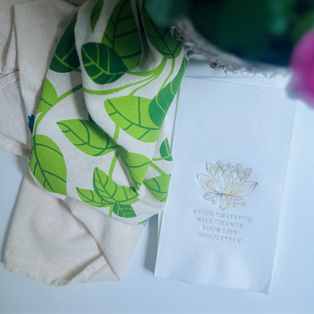 Being Grateful Holographic Gold Foil Paper Guest Towels, Pack of 30 | Thanksgiving Guest Towels