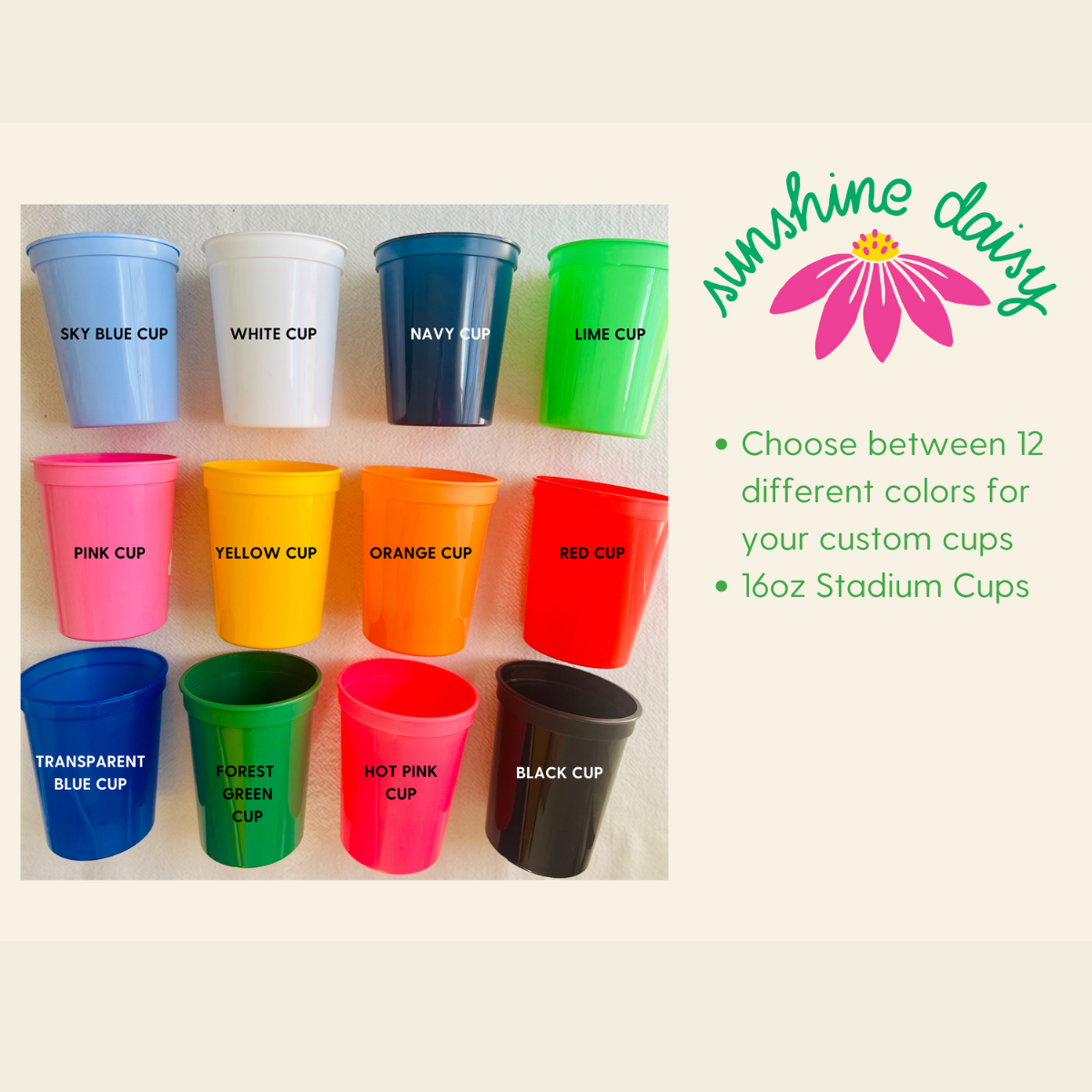 Lucky in Love Personalized Party Cups  Sunshine Daisy