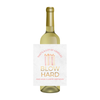 Wine bottle with a humorous birthday message on the label against a white background. The label shows birthday candles and text that reads "That's a lot of candles - BLOW HARD - and have a happy birthday."