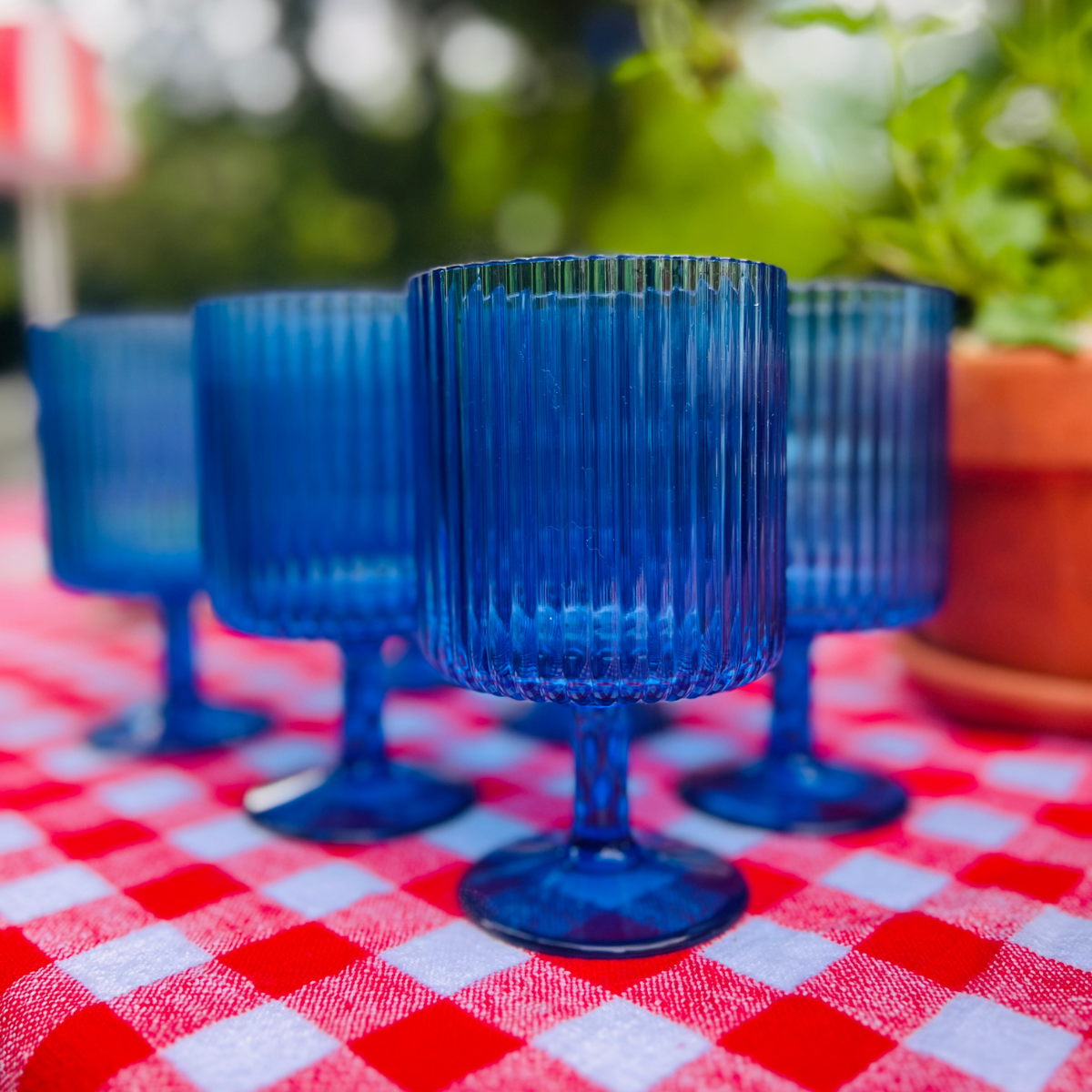 Mesa Stacking Wine Goblet, Cobalt Blue