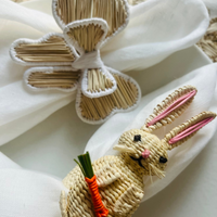 Handwoven Bow Napkin Ring with White Trim