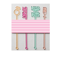 Bridal Shower Acrylic Drink Stirrers, Set of 4