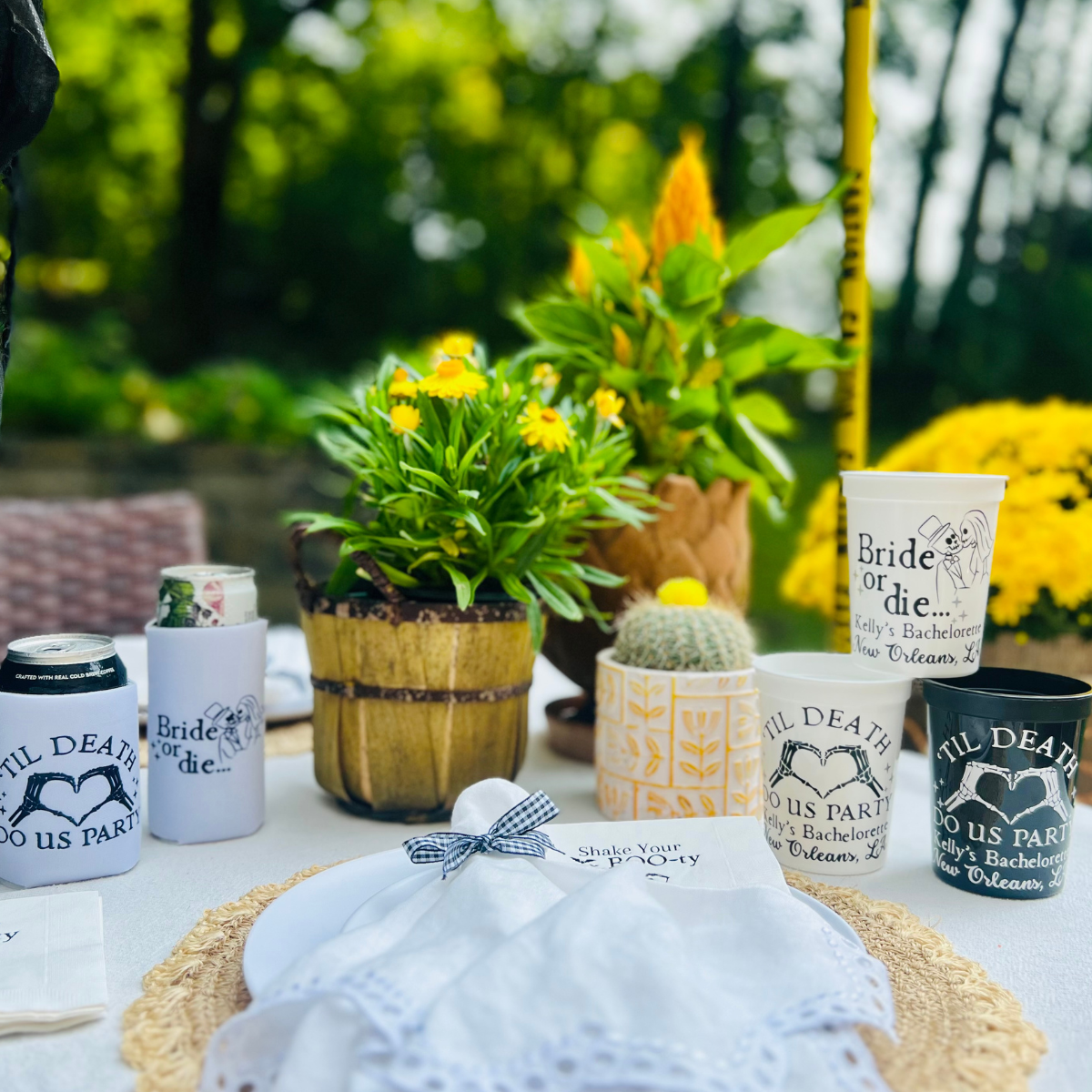 'Til Death Do Us Party Customizable Stadium Cups | Halloween Bachelorette