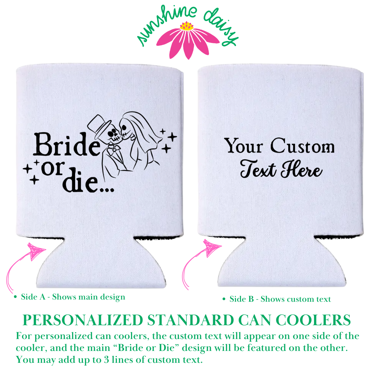 Bride Or Die Can Cooler, Regular & Slim Fit | Halloween Bachelorette