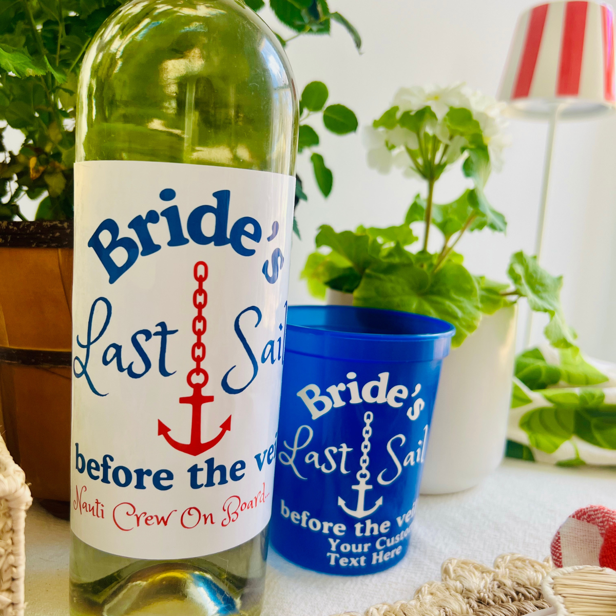 Bride's Last Sail Before The Veil Customizable Large Wine Label | Last Sail Before The Veil Bachelorette