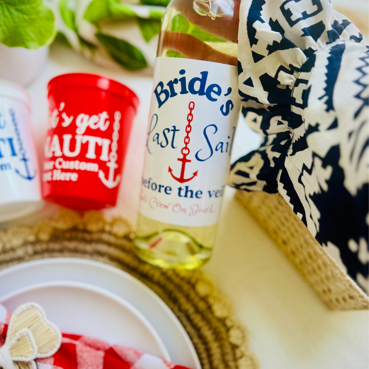 Bride's Last Sail Before The Veil Customizable Large Wine Label | Last Sail Before The Veil Bachelorette