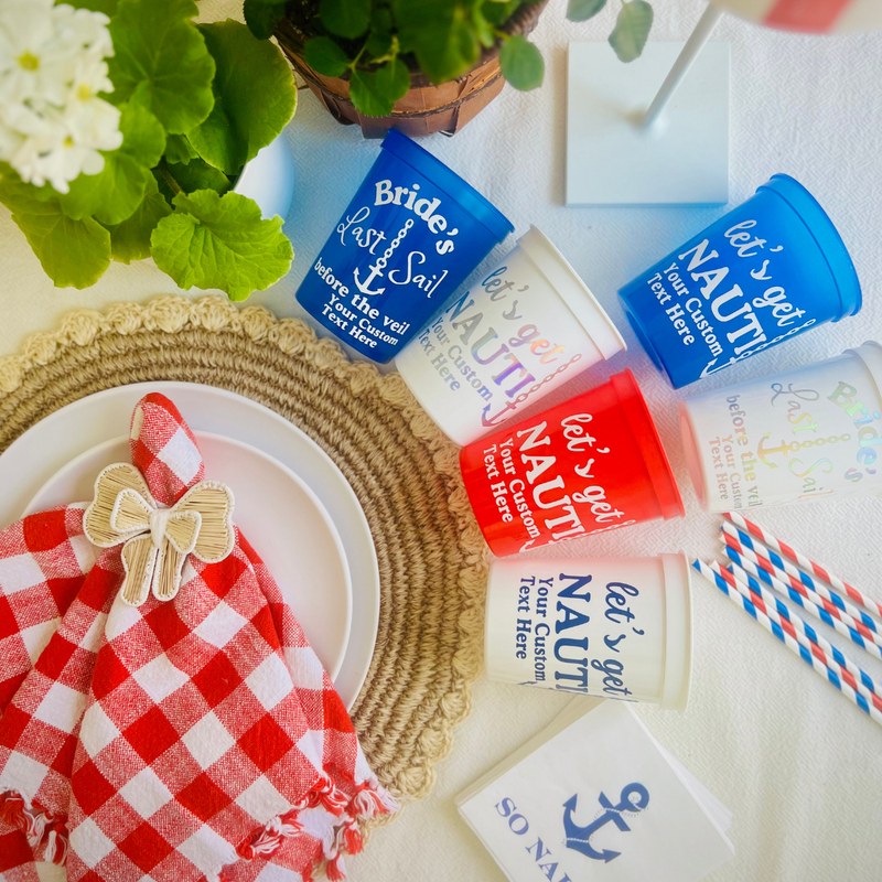 Bride's Last Sail Before The Veil Customizable Stadium Cups | Last Sail Bachelorette Theme