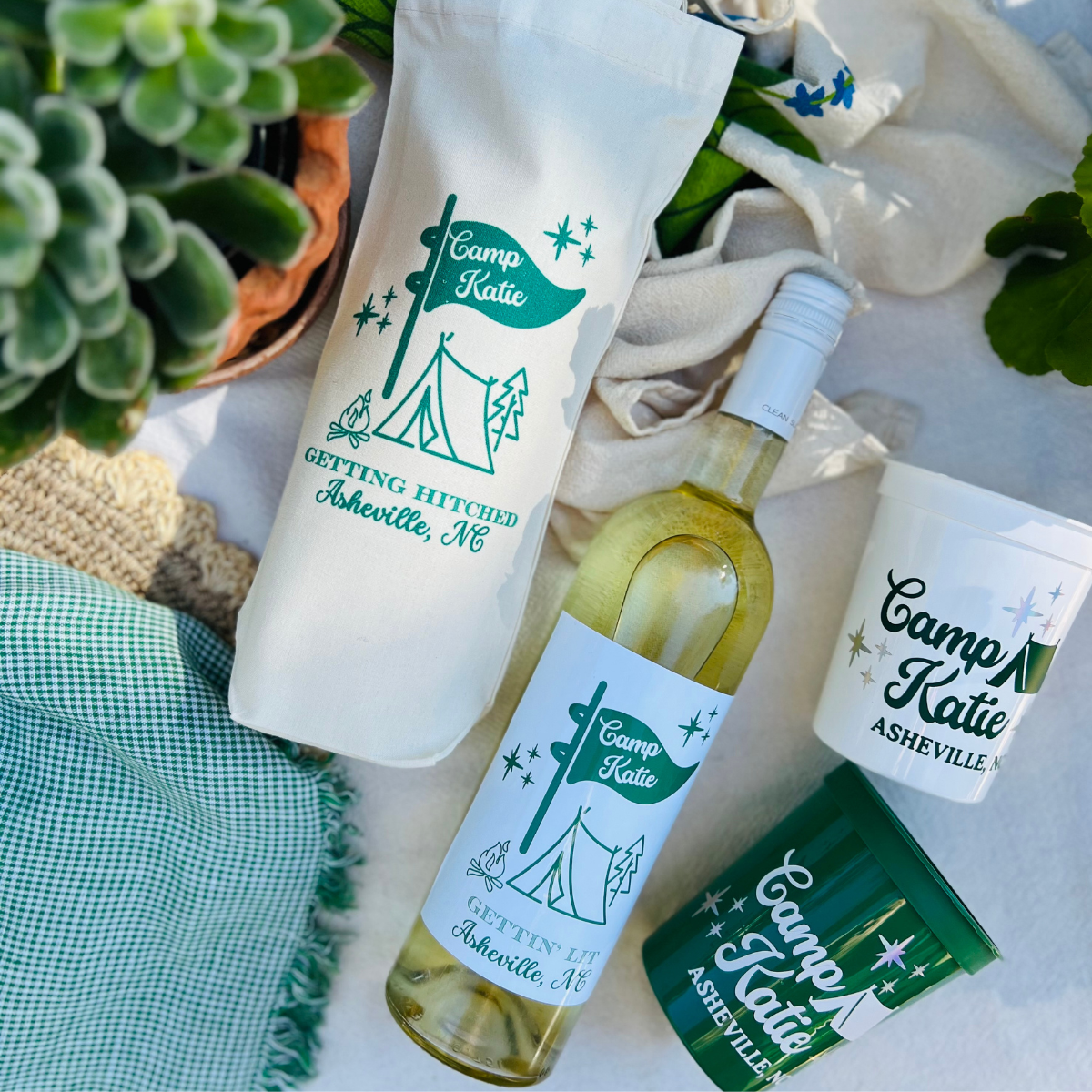 Camp Bachelorette Customizable Canvas Wine Bag | Last Trail Before The Veil Bachelorette