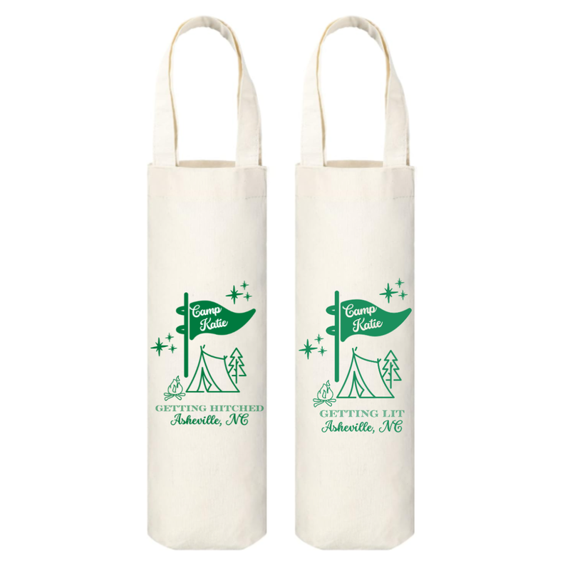 Camp Bachelorette Customizable Canvas Wine Bag | Last Trail Before The Veil Bachelorette