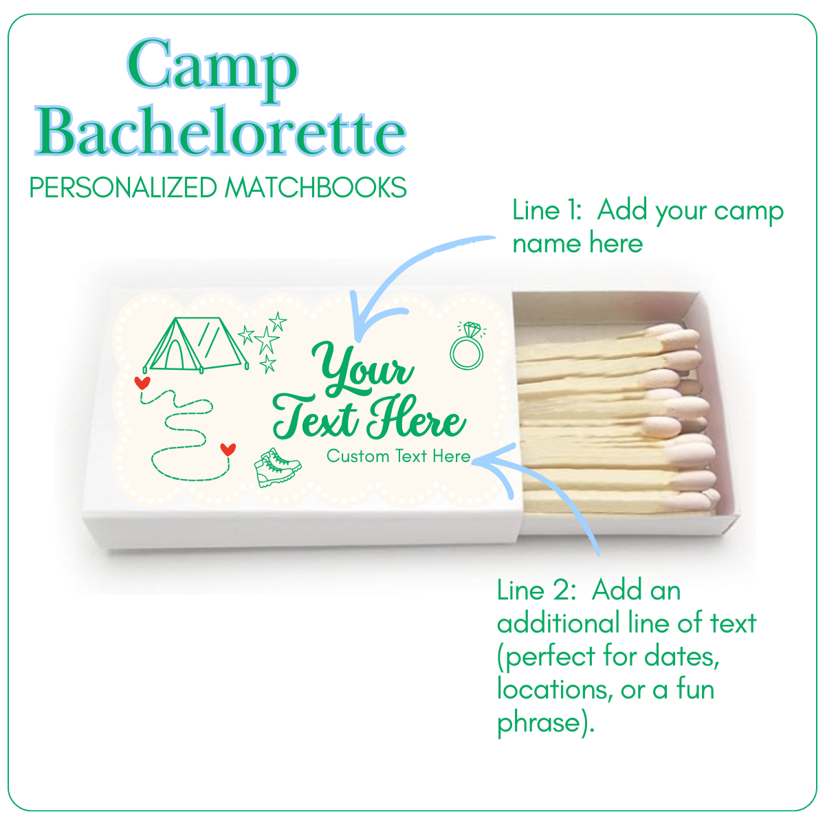 Custom Camp Bachelorette Matchboxes