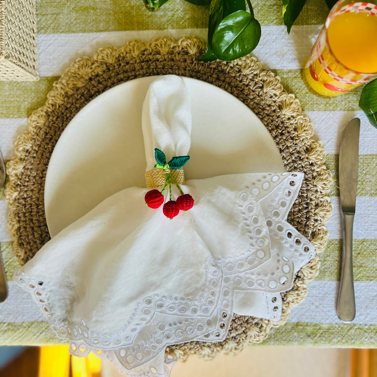 Handwoven Cherry Napkin Ring