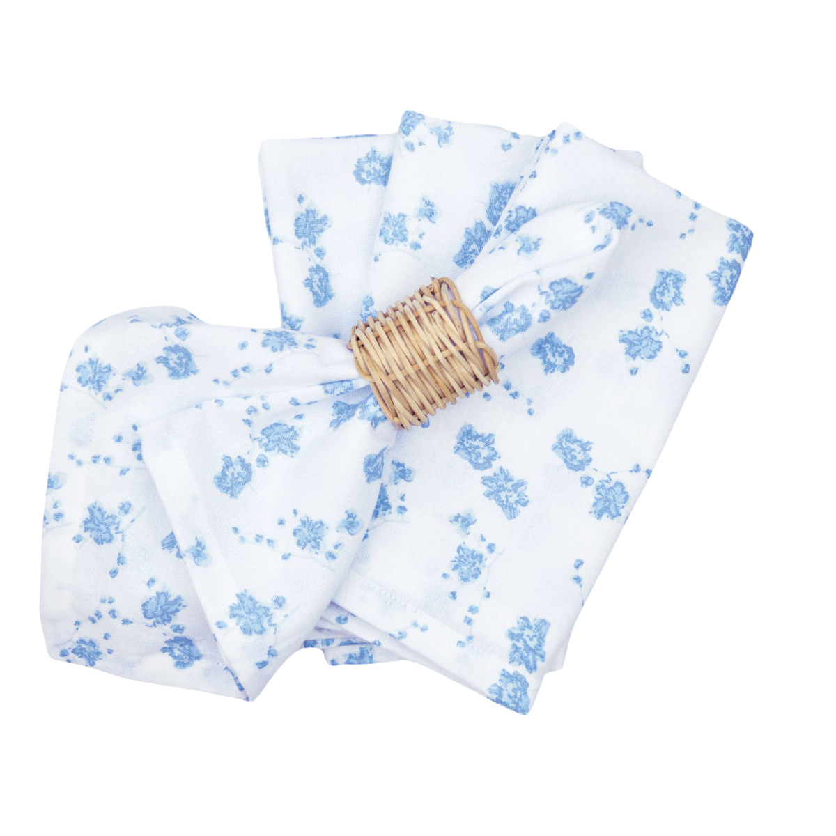 Cottage Florals Blue Dinner Napkins, Set of 4
