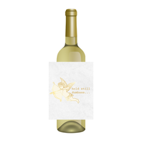 Wine bottle with a funny Valentine's Day wine label  is shown on a white background. The label features  an illustration of Cupid trying to shoot an arrow alongside text that reads "Hold Still, Dumbass." Perfect gift for Valentine's and Galentine's Day celebrations.