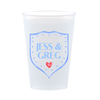 Custom Frosted Wedding Cups With Crest Design | Personalized Names & Date - Custom Front/Back | 2 Size Options