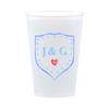Custom Frosted Wedding Cups With Crest Design | Personalized Names & Date - Custom Front/Back | 2 Size Options