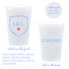 Custom Frosted Wedding Cups With Crest Design | Personalized Names & Date - Custom Front/Back | 2 Size Options