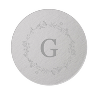 Custom Initial Round Paper Coasters With Floral Border