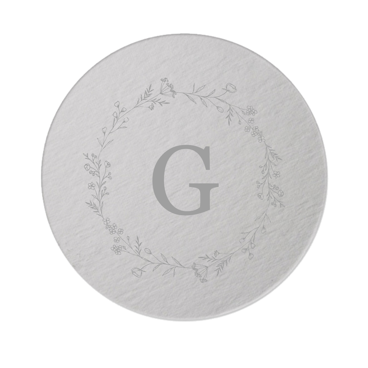 Custom Initial Round Paper Coasters With Floral Border