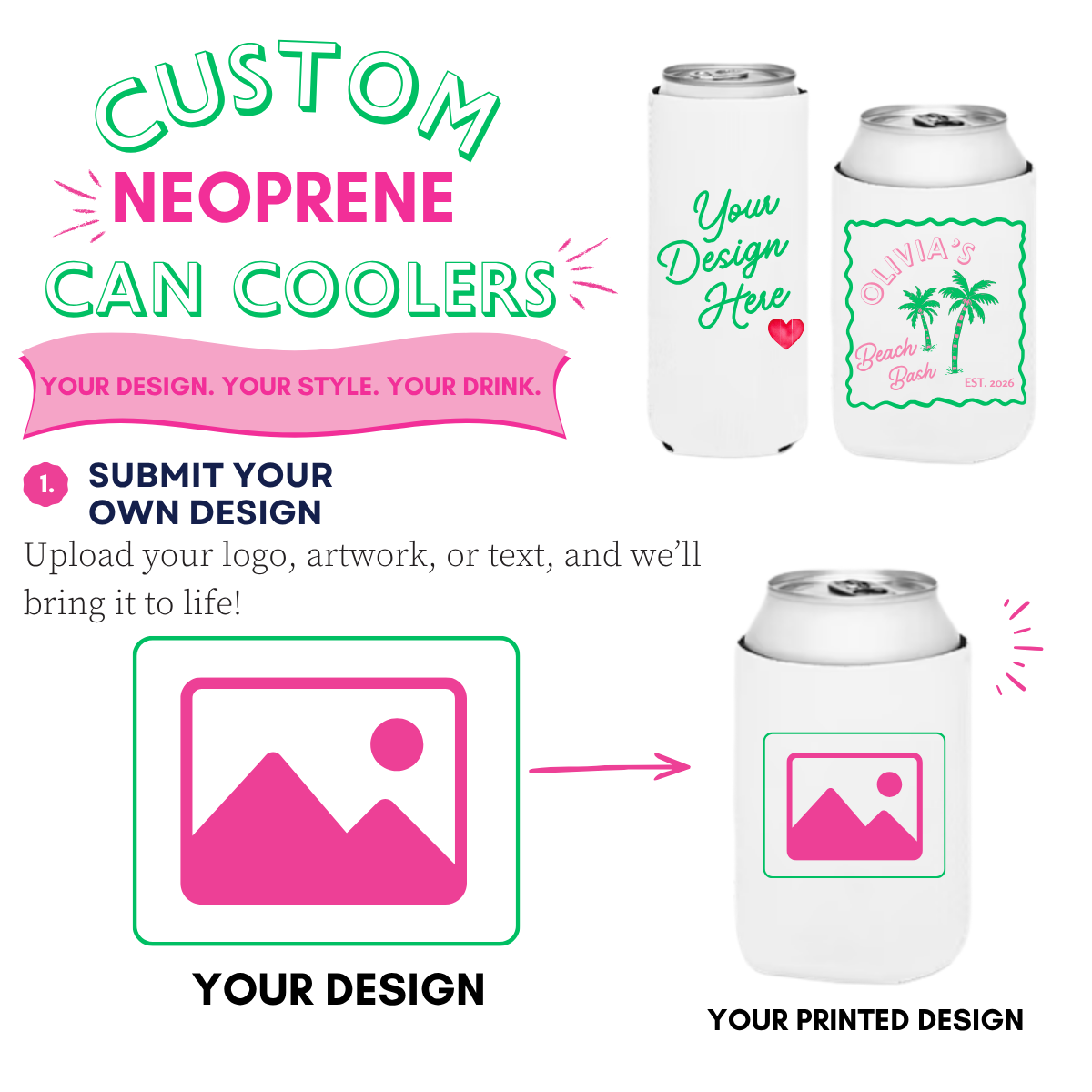 Custom Neoprene Can Cooler, Regular and Slim Fit