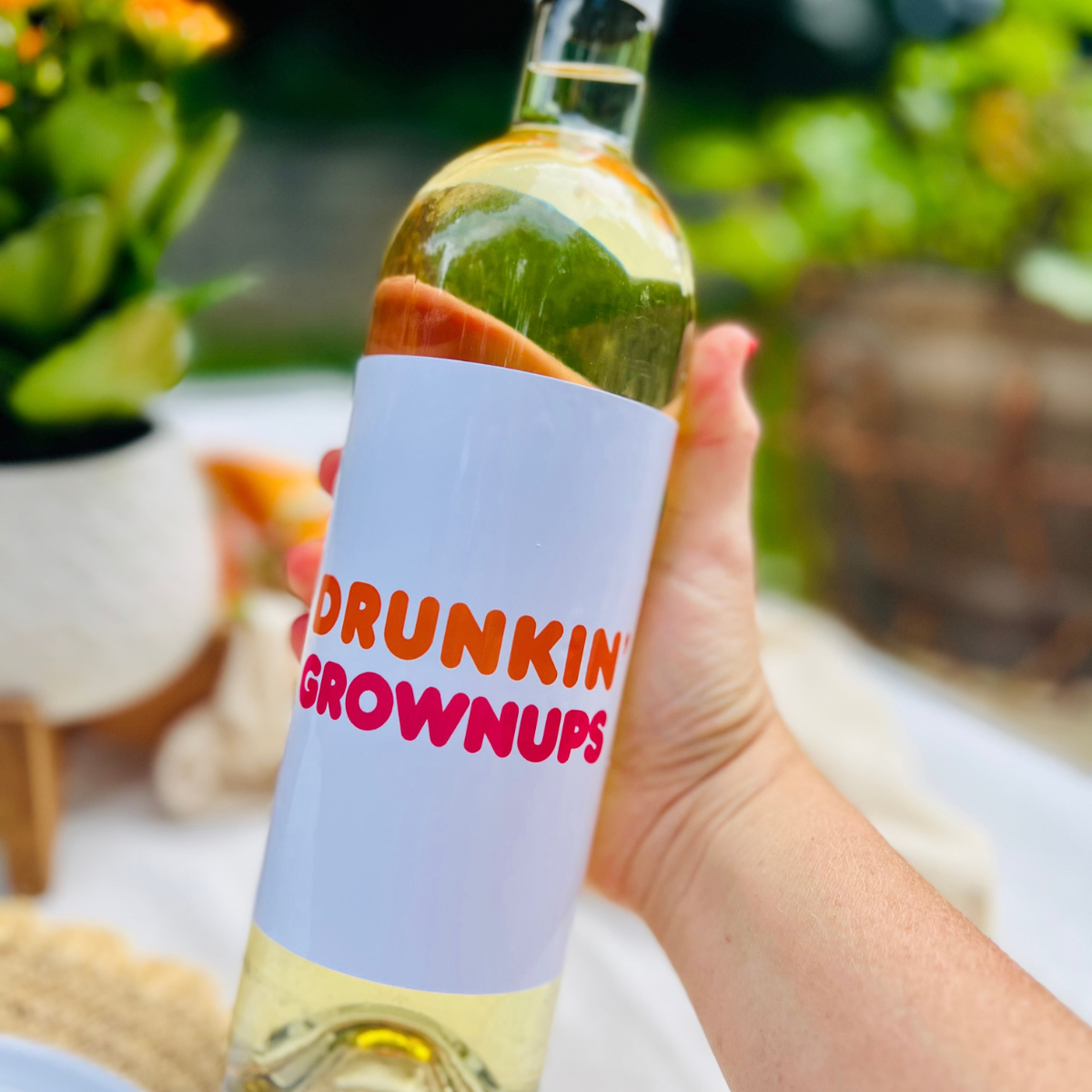 Drunkin' Grownups Funny Wine Label