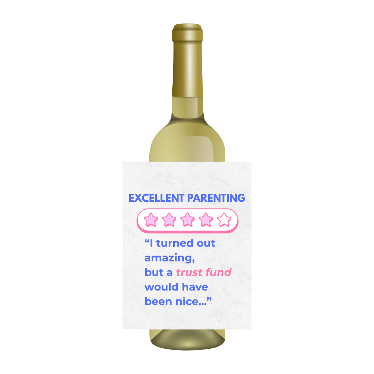 Excellent Parenting Star Rating Wine Label for Mother's Day and Father's Day