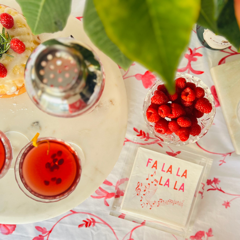 Fa La La Cocktail Paper Beverage Napkins | Fun Holiday Napkins | Christmas Napkins