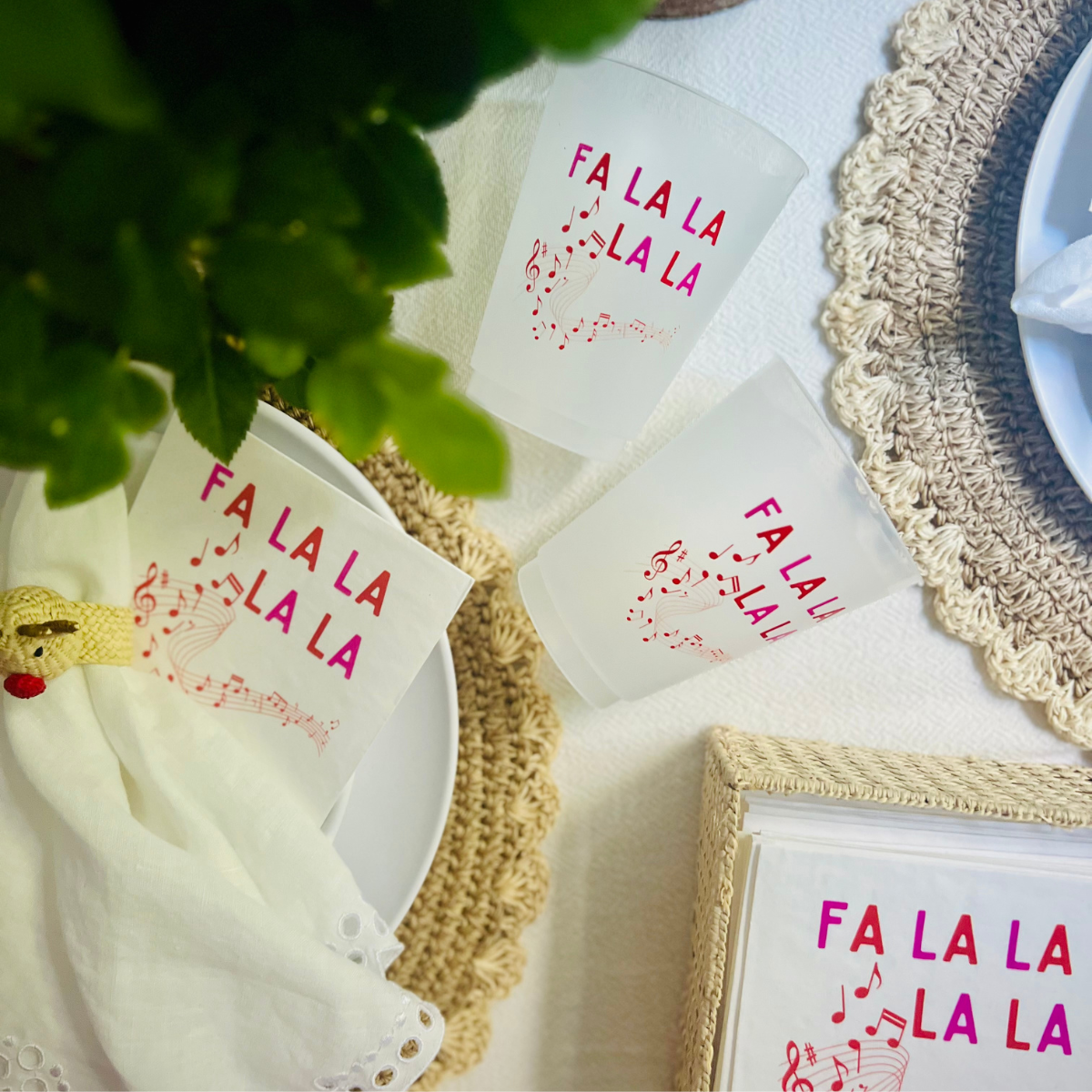Fa La La 16oz Holiday Frost Flex Drinking Cups | Christmas Cups