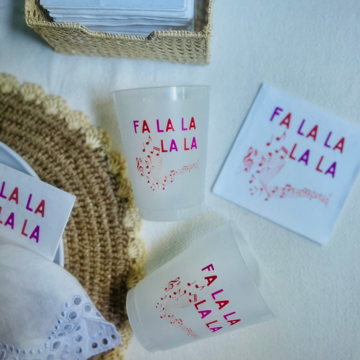 Fa La La Cocktail Paper Beverage Napkins | Fun Holiday Napkins | Christmas Napkins