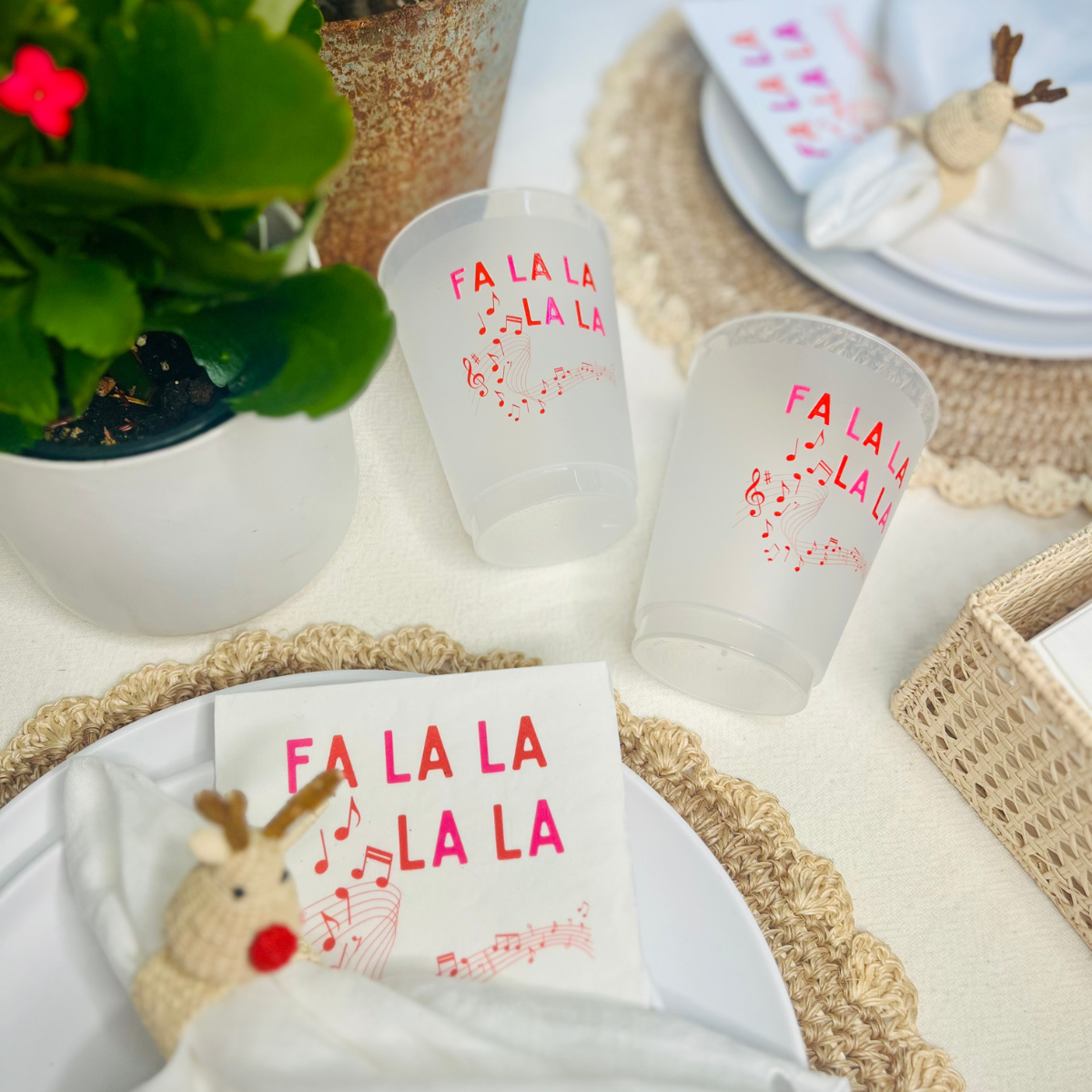 Fa La La 16oz Holiday Frost Flex Drinking Cups | Christmas Cups