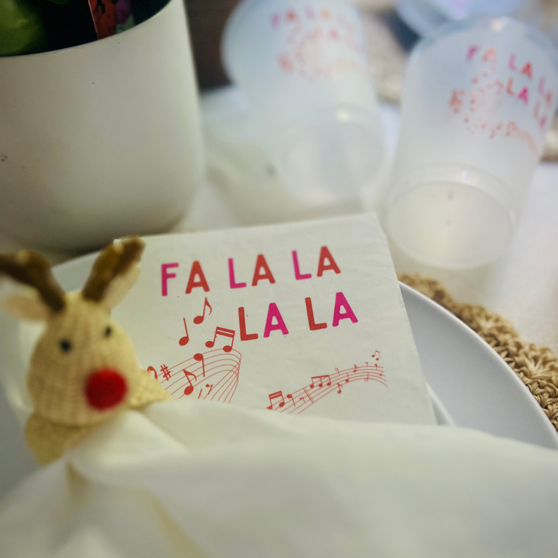 Fa La La Cocktail Paper Beverage Napkins | Fun Holiday Napkins | Christmas Napkins