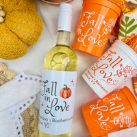 Fall In Love Customizable Large Wine Label | Fall Bachelorette Décor