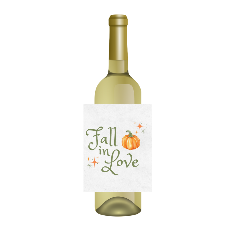 Fall In Love Customizable Large Wine Label | Fall Bachelorette Décor