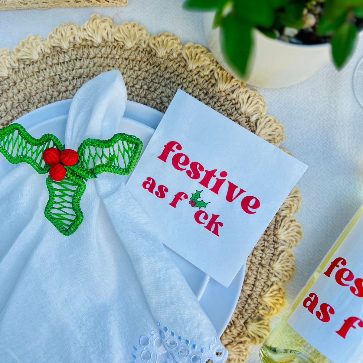 Holly Berry Christmas Napkin Ring
