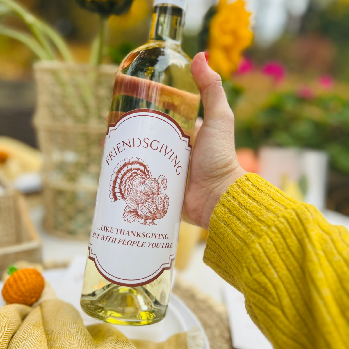 Friendsgiving...Like Thanksgiving But With People You Like Wine Label