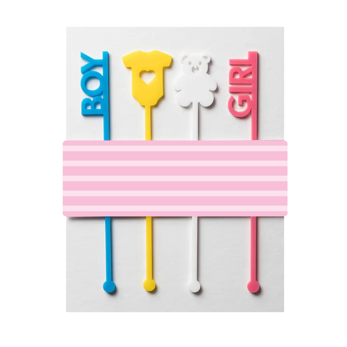 Gender Reveal Acrylic Baby Shower Drink Stirrers, Set of 4