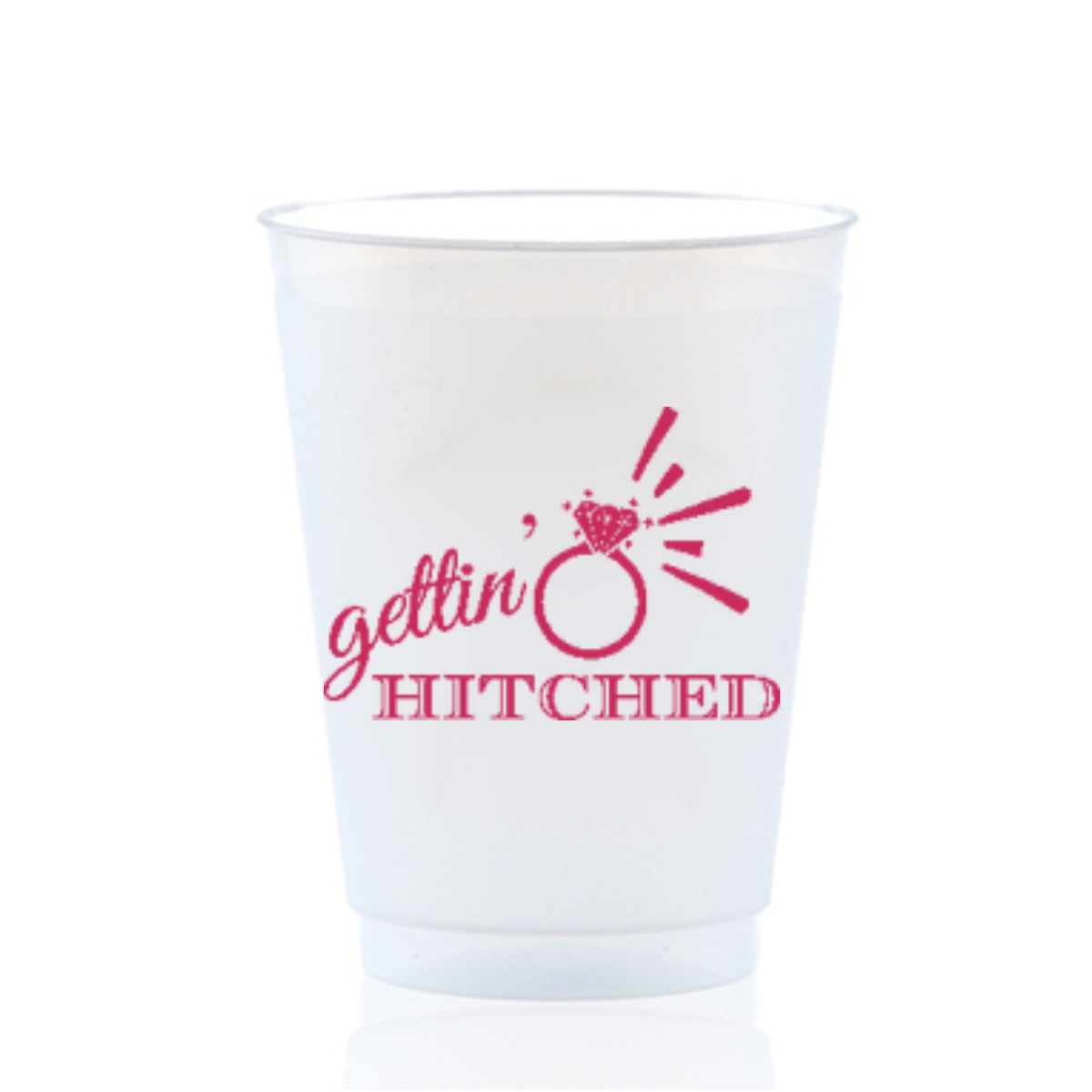 Gettin' Hitched Frosted Drinking Cup For Country Western Bachelorettes, 16oz