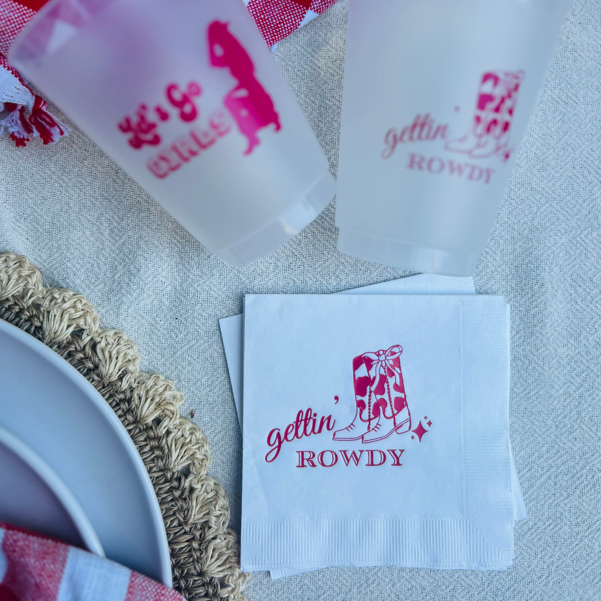 Gettin' Rowdy Cocktail Paper Beverage Napkins For Country Western Bachelorettes