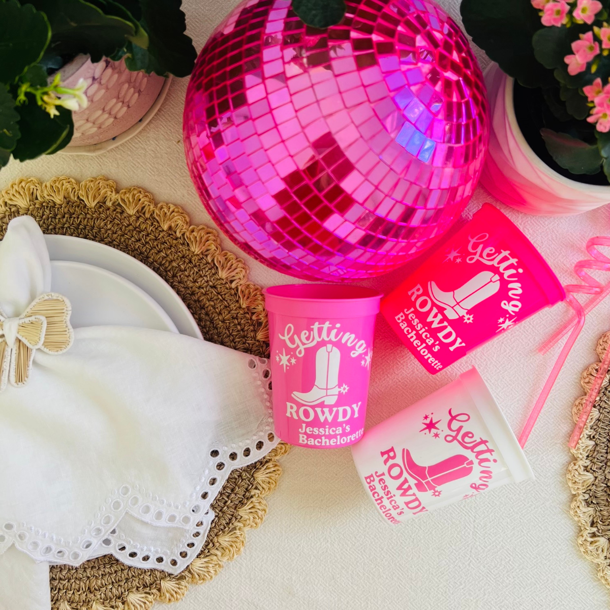 Getting Rowdy Disco Cowgirl Customizable Stadium Cup | Last Rodeo Bachelorette | Bride's Last Rodeo