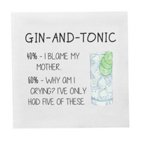 Gin & Tonic Cocktail Paper Beverage Napkins