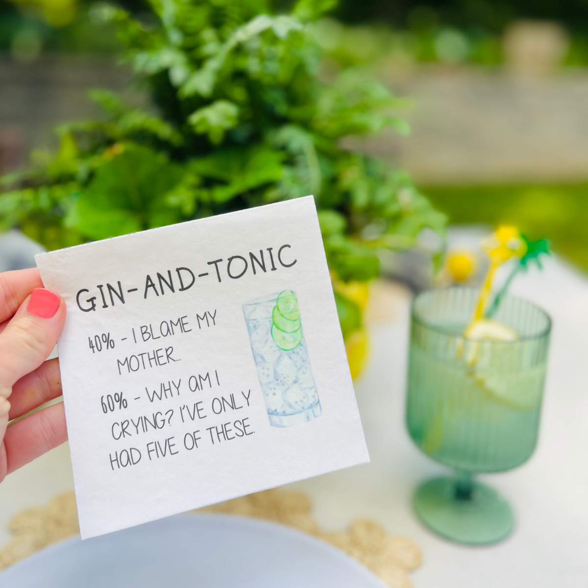 Gin & Tonic Cocktail Paper Beverage Napkins