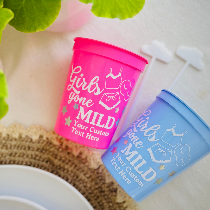 Girls Gone Mild Customizable Bachelorette Cups | Spa Bachelorette | Slumber Party Bachelorette